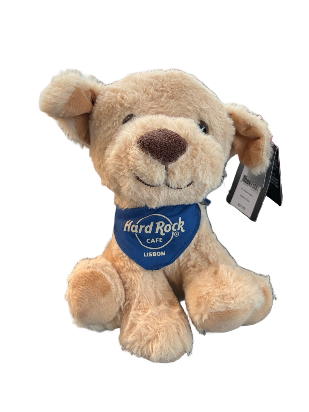 Hard Rock Cafe Plush Puppy in Beige with Blue Bandana Lisbon Brand New